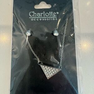 Charlotte Accessories Silver Triangle Necklace Set